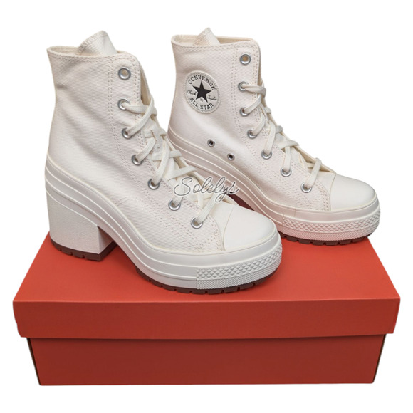Converse Chuck 70 De Luxe Heel Platform Egret White Sneaker Boot Womens 10 NEW - Picture 1 of 9
